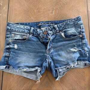 American Eagle Outfitters Distressed Blue Jean Shorts